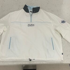 Malbon x Bettinardi XXL quarter-zip EUC white blue & black, worn a few times